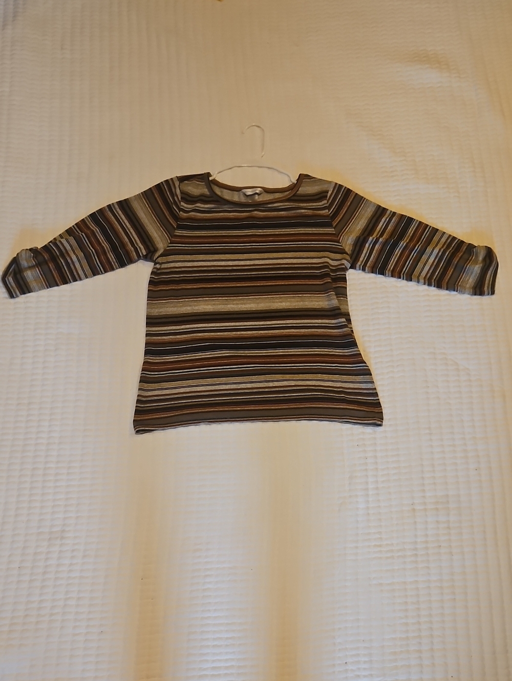 Christopher & Banks Striped Knit Top in Brown, Olive & Blue